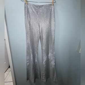 Silver Glitter Flared Pants